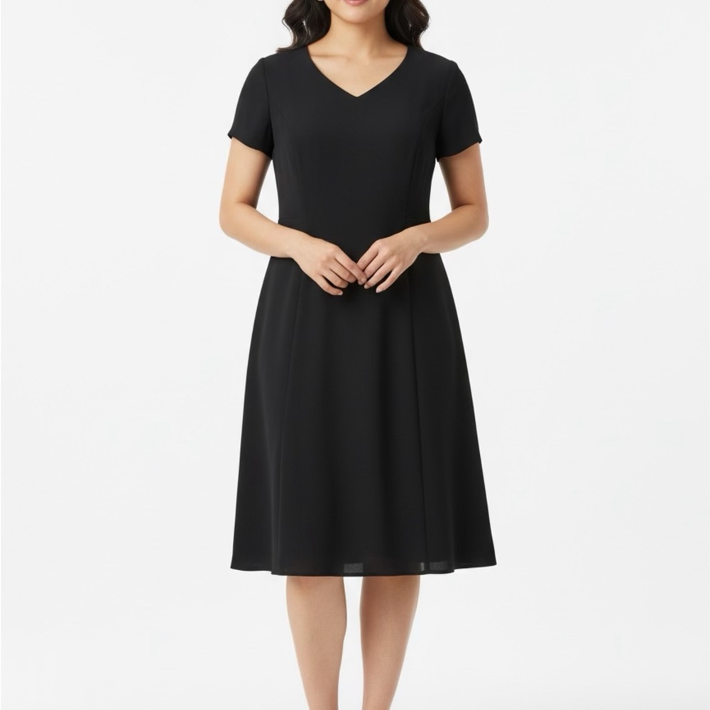MWT Talbots Classic Black Midi Dress